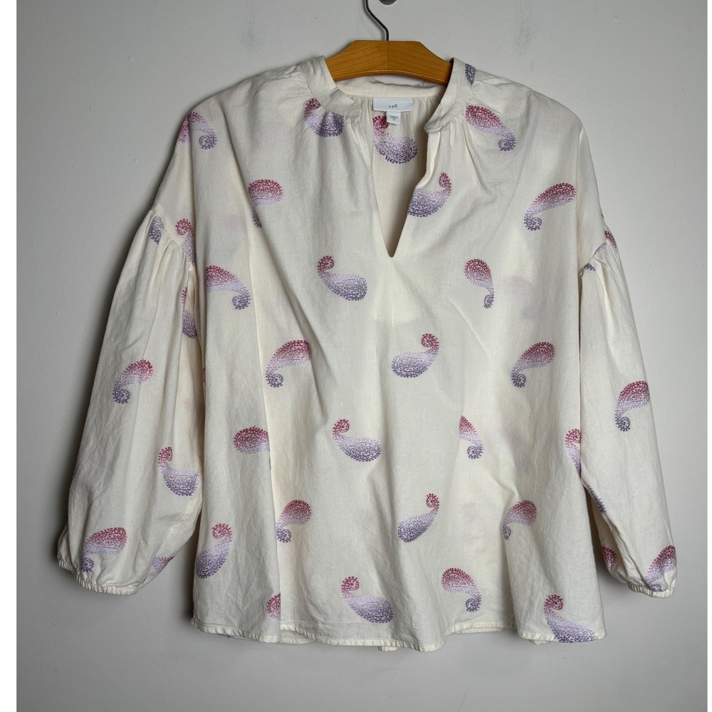 J. Jill Womens Oversized Boxy Paisley Tunic Top M Boho Peasant‎ Cotton Blend